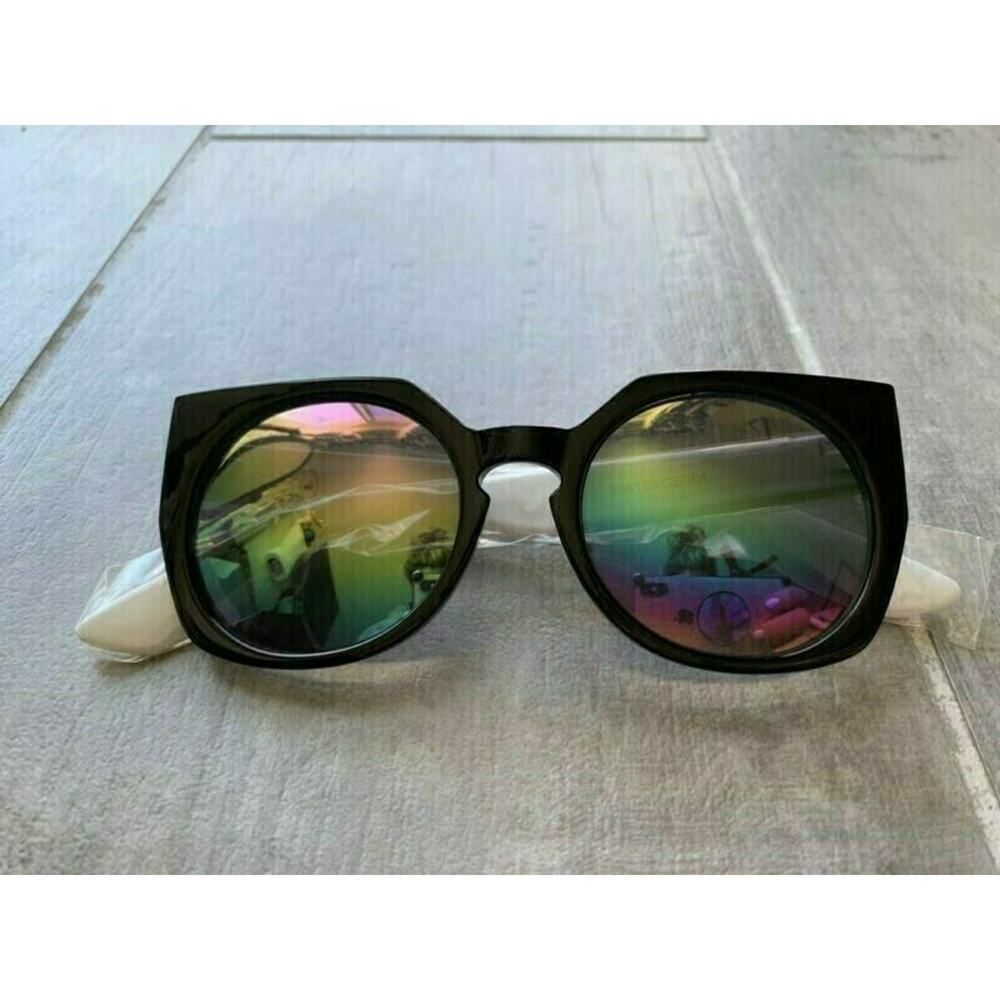 SURGE Sunglasses Beach Summer Round Retro Mirrored Rainbow Lenses NEW Cat Eye